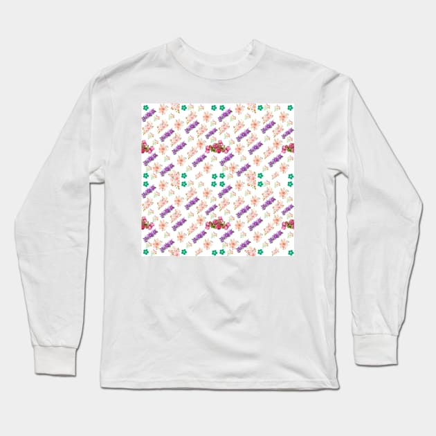 Blooming summer flowers seamless pattern Long Sleeve T-Shirt by Stephen